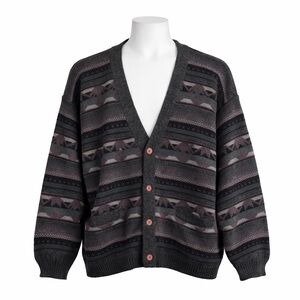Size XL Men’s Vintage Southwestern Pattern Button Cardigan Grandpa Sweater Knit